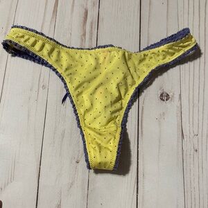 Victoria’s Secret Yellow/purple Polka Dot thong with Purple Trim